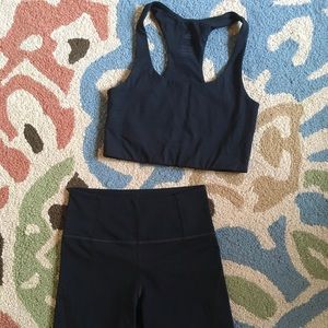 Girlfriend Collective Black Compressive Bike Short and Paloma Bra Set